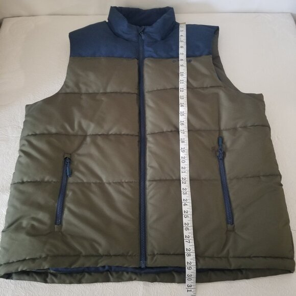 ORVIS Men L Ripstop Quilted Puffer Blue Green Full Zip Insulated Vest Jacket - Picture 12 of 14